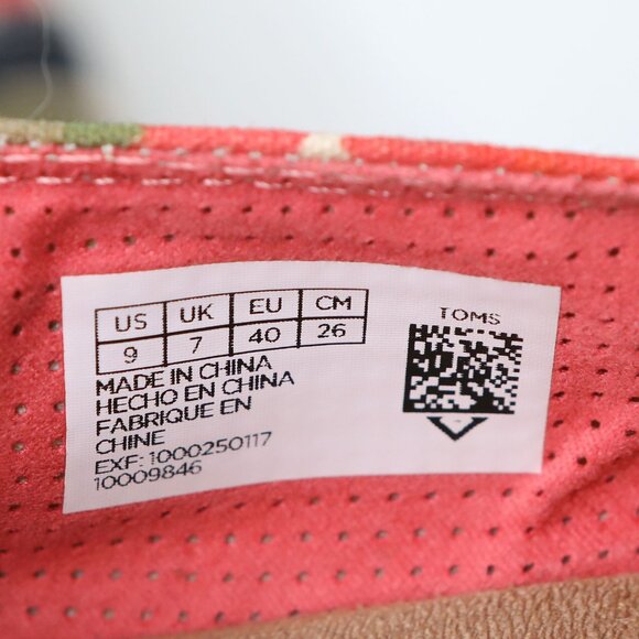 TOMS Alpargata Open Toe Shoes Tangerine Watercolor Floral Canvas Espadrille - Picture 4 of 10